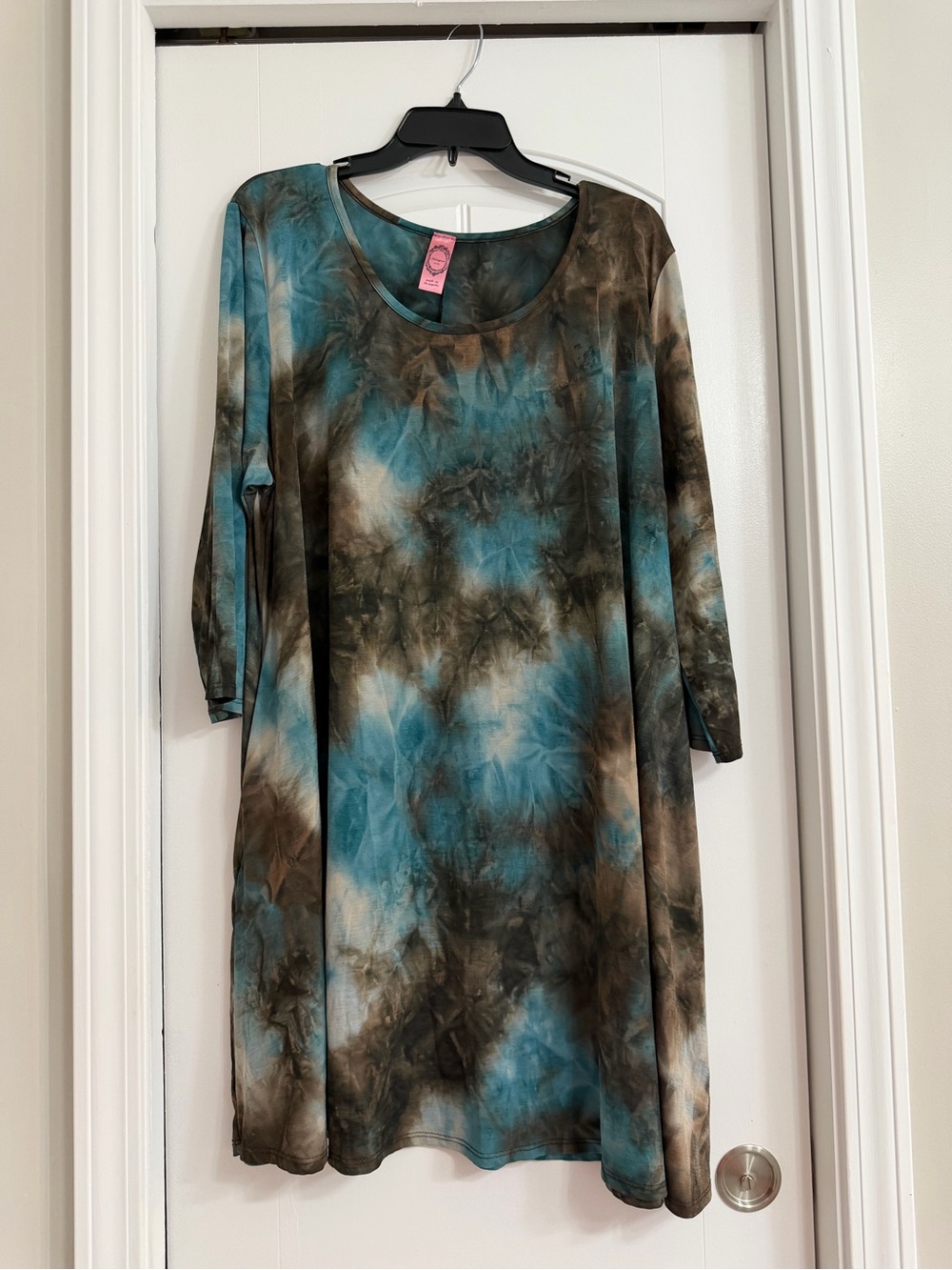 Women's Teal & Brown Tie-Dye Tunic Top